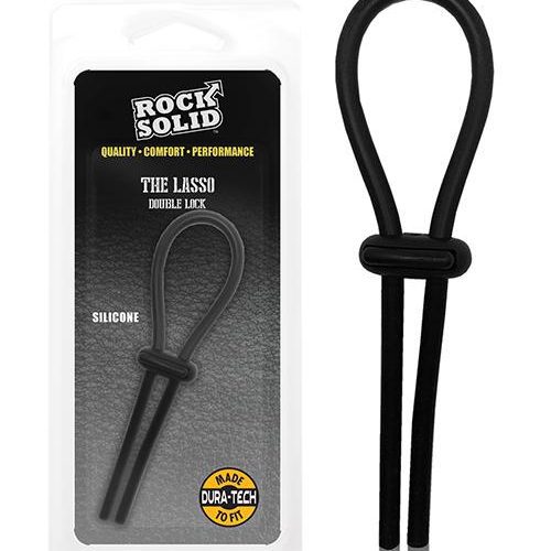 Rock Solid Lasso Single Adjustable Lock Black Silicone - Slightly Legal Toys - Rock Solid Lasso Single Adjustable Lock Black Silicone BK - Black, Clamshell, Cockrings & Lassos, silicone Lucom Usa LLC