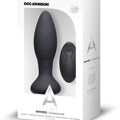 A-Play Rimmer Experienced Rechargeable Silicone Anal Plug w/Remote - Slightly Legal Toys - A-Play Rimmer Experienced Rechargeable Silicone Anal Plug w/Remote abs_plastic, BK - Black, Butt Plugs - Rechargeable, silicone Doc Johnson