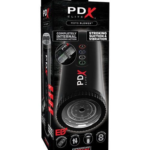 PDX Elite Moto Blower - Stroking, Suction & Vibration - Slightly Legal Toys - PDX Elite Moto Blower - Stroking, Suction & Vibration abs_plastic, BK - Black, Miscellaneous Masturbators - Vibrating, silicone, thermopla, Vibrating Masturbator Pipedream Products